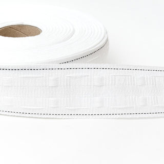 Curtain Tape Polyester White Lapped 50mm Wide - 500mtr